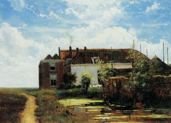 Farm Beside Canal In Polder by Johan Hendrik Weissenbruch