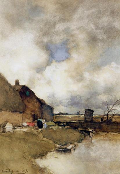 Farm Near Noorden by Johan Hendrik Weissenbruch Oil Painting Reproductions
