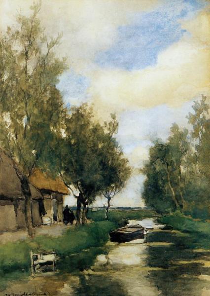 Farm On Polder Canal by Johan Hendrik Weissenbruch