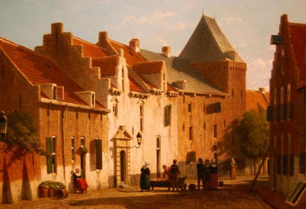 Gezicht Op De Muurhuizen Bij De Dieventoren Te Amersfoort by Johan Hendrik Weissenbruch