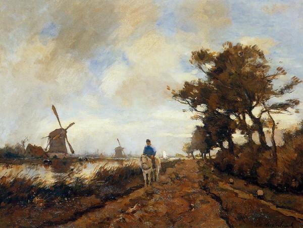 Horseman On A Tow Path by Johan Hendrik Weissenbruch
