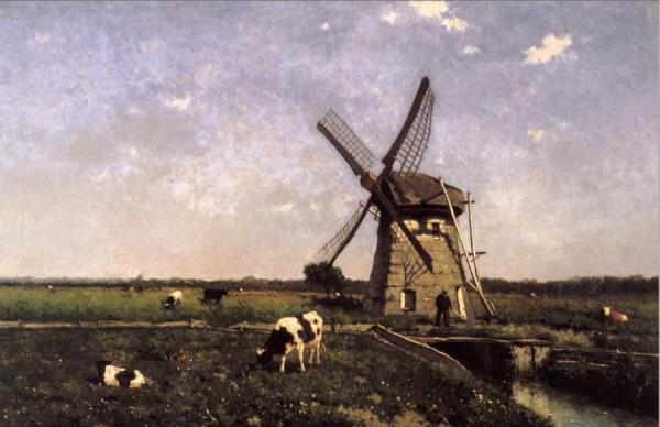 Landscape With Mill Near Schiedam by Johan Hendrik Weissenbruch