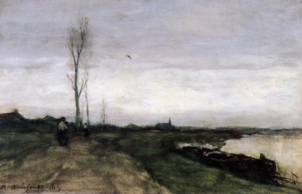 Road Near The Canal by Johan Hendrik Weissenbruch Oil Painting Reproductions