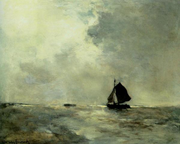 Sailing Boat In Choppy Seas by Johan Hendrik Weissenbruch Oil Painting Reproductions
