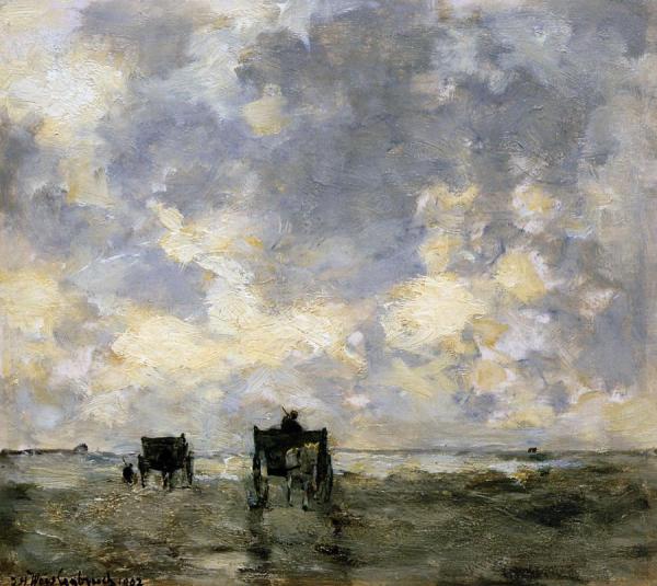 Shell Carts On The Beach by Johan Hendrik Weissenbruch
