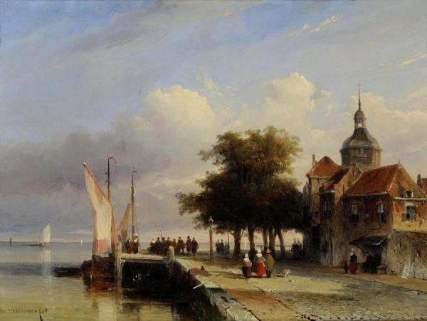 The Quay 'groothoofd' In Dordrecht by Johan Hendrik Weissenbruch