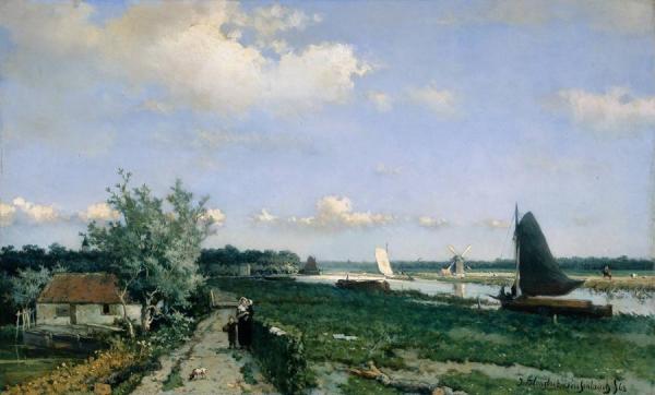 The Shipping Canal At Rijswijk by Johan Hendrik Weissenbruch