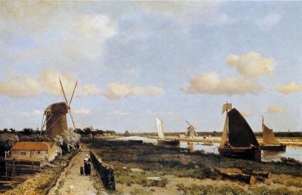View Of The Trekvliet Canal Near The Hague by Johan Hendrik Weissenbruch