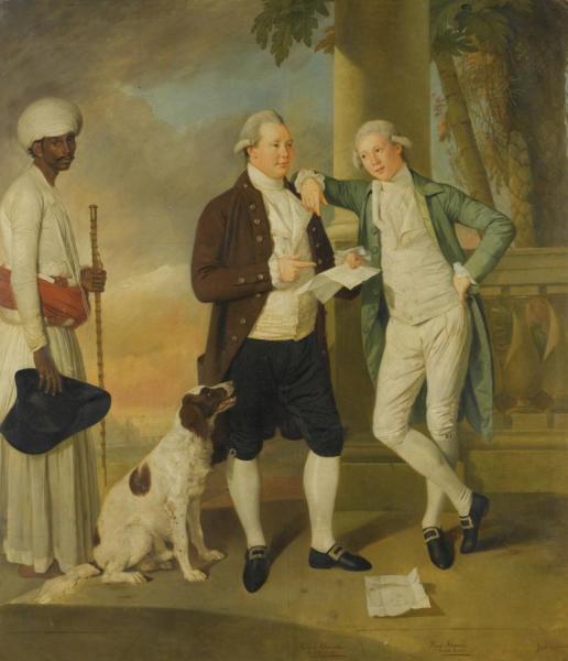 Portrait Of Claud Alexander (1752-1809), With His Brother Boyd, Attended By An Indian Servant by Johan Joseph Zoffany