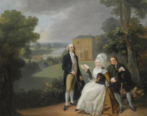 Portrait Of The Sayer Family With A View Of Bridge House, Richmond And The Shakespeare Temple Beyond by Johan Joseph Zoffany