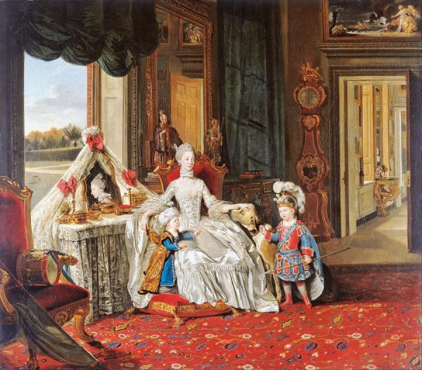 Queen Charlotte (1744-1818) With Her Two Eldest Sons by Johan Joseph Zoffany