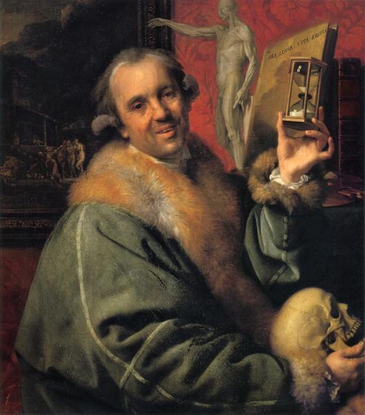 Self Portrait With Hour Glass And Skull by Johan Joseph Zoffany