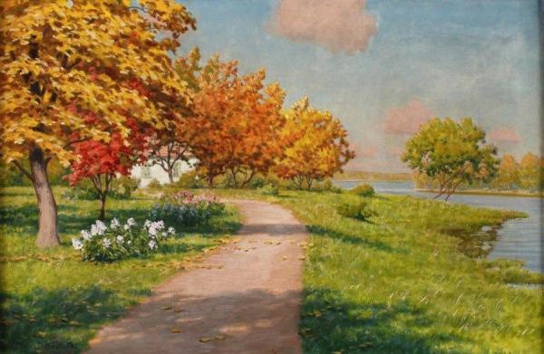 Autumn Landscape by Johan Krouthén Oil Painting Reproductions