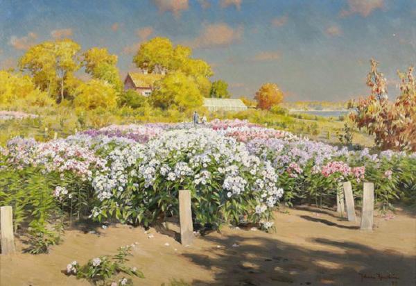 Autumn Landscape With Phloxes by Johan Krouthén