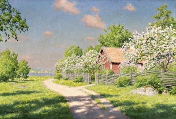 Cabin With Fruit Trees by Johan Krouthén