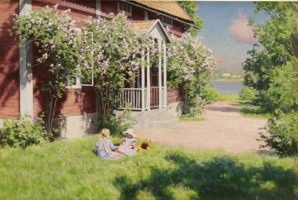 Children In The Sunny Garden by Johan Krouthén