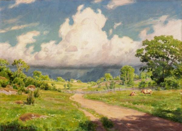 Cows On Pasture, Approaching Storm by Johan Krouthén