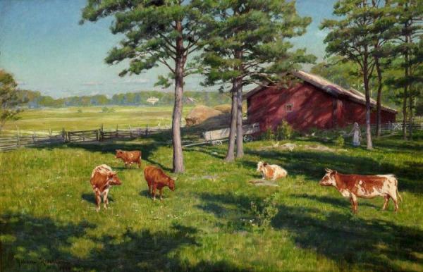 Cows On The Pasture by Johan Krouthén