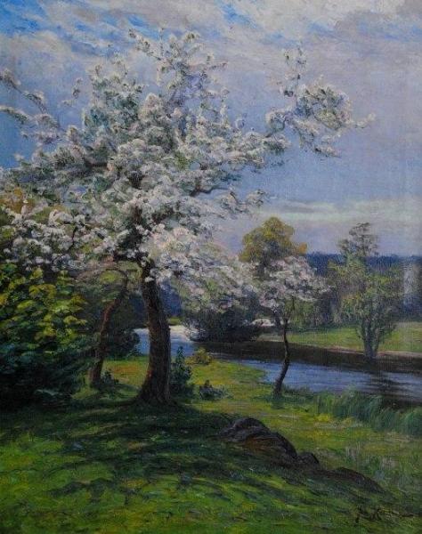 Fruit Trees In Blossom by Johan Krouthén