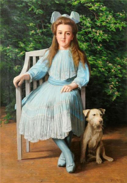 Girl With Dog by Johan Krouthén