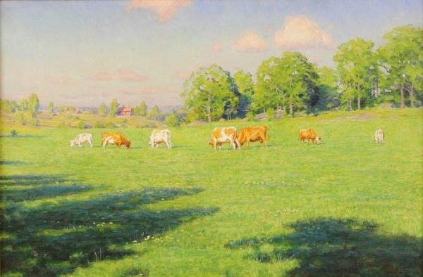Grazing Cows by Johan Krouthén Oil Painting Reproductions