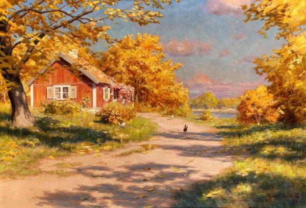 Johan Krouthén House In Autumn Landscape