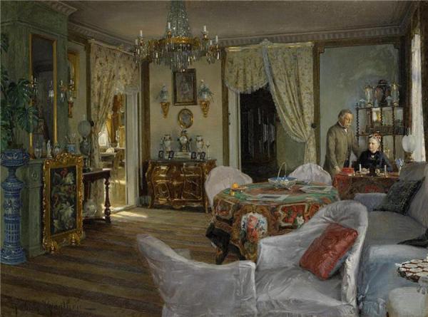 In The Salon - Minna And Carl Fredrik Von Malmborg by Johan Krouthén