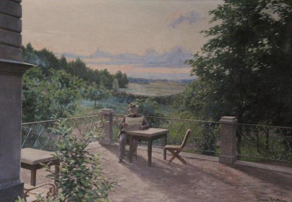 Reading On The Terrace by Johan Krouthén