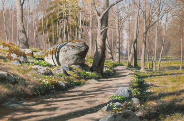 Spring Landscape With Anemones by Johan Krouthén