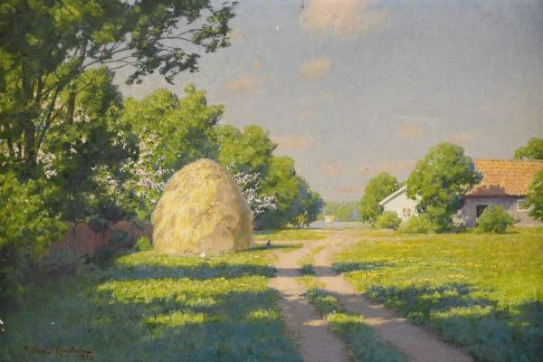 Johan Krouthén Summer Landscape With Haystack