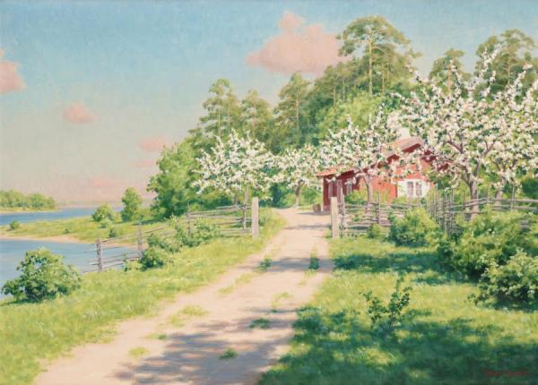 Summer Landscape With House by Johan Krouthén