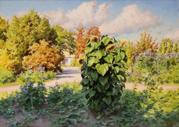 Sunflowers In The Garden by Johan Krouthén