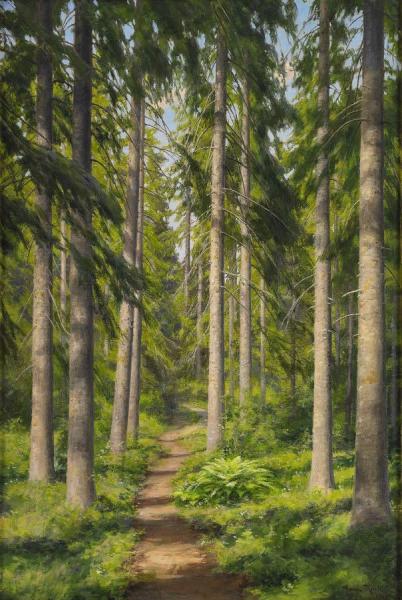 Johan Krouthén Sunlit Forest Path