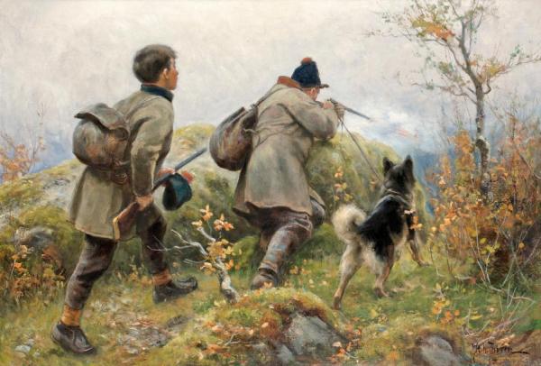 Bjornjakten, 1901-1901 by Johan Tiren Oil Painting Reproductions