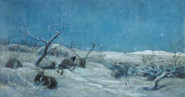 Polarnatt Med Same Och Renhjord, 1898-1898 by Johan Tiren Oil Painting Reproductions