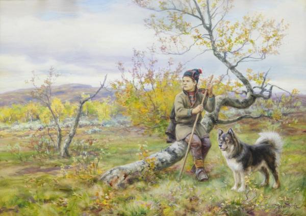 Same Med Hund by Johan Tiren Oil Painting Reproductions
