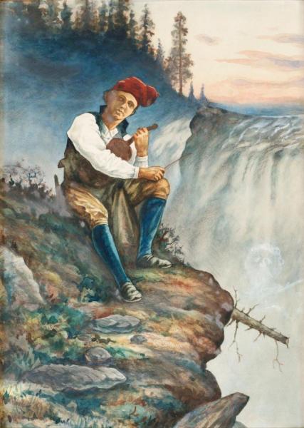 The Evil Spirit By The Water, 1888 by Johan Tiren Oil Painting Reproductions