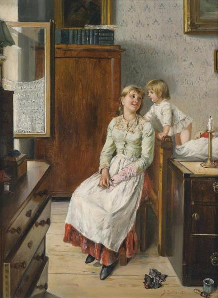 Mother And Child by Johann Baptist Sellenati