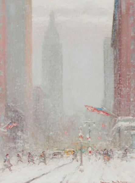 New York In The Snow, 1929 by Johann Berthelsen