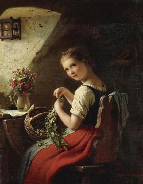 Making A Bouquet by Johann Georg Mayer Von Bremen