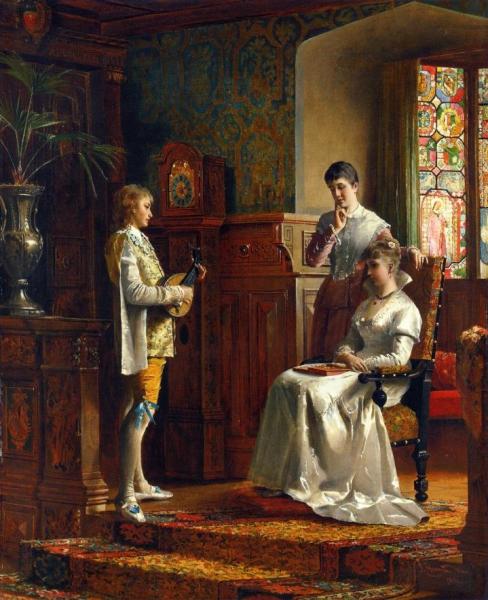 The Lute Player by Johann Hamza Oil Painting Reproductions