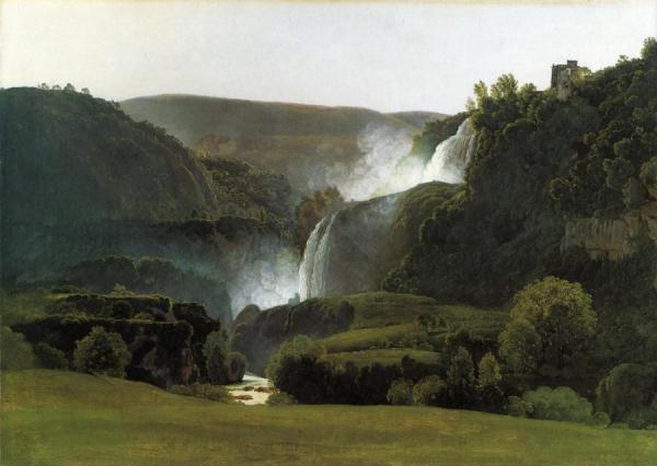 The Waterfalls Of Tivoli by Johann Martin Von Rohden