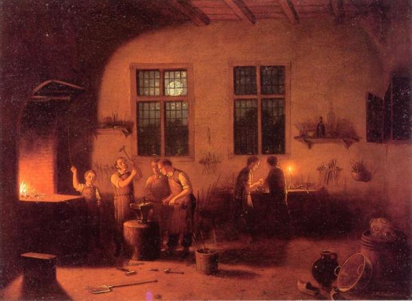 Blacksmith Shop by Johann Mongles Culverhouse Oil Painting Reproductions