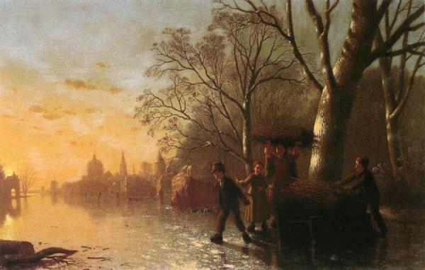 Children Gathering Kindling Wood by Johann Mongles Culverhouse Oil Painting Reproductions