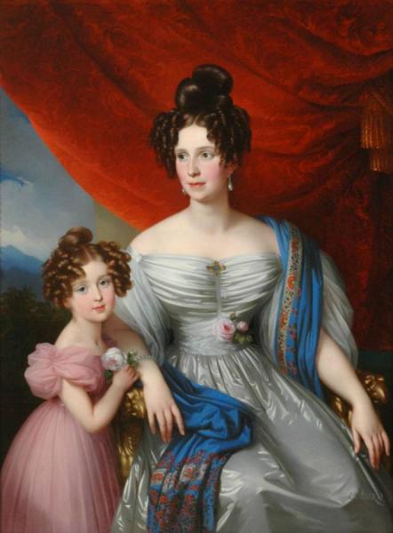 Baroness Joel Von Joelson With Daughter by Johann Nepomuk Ender