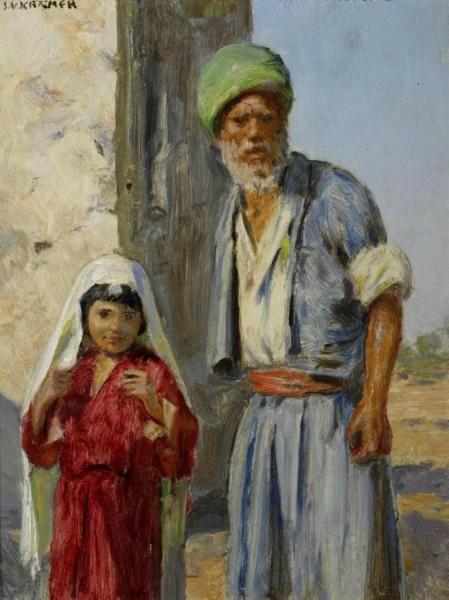 Father And Child (vater Mit Kind) by Johann Victor Krämer Oil Painting Reproductions