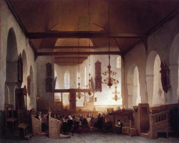 Communion Service: Avondmaalsviering In The Geertekerk, Utrecht by Johannes Bosboom