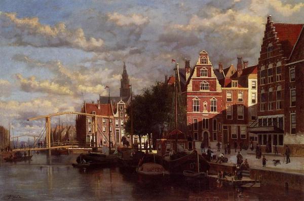 A Canal In Amsterdam by Johannes Frederik Hulk