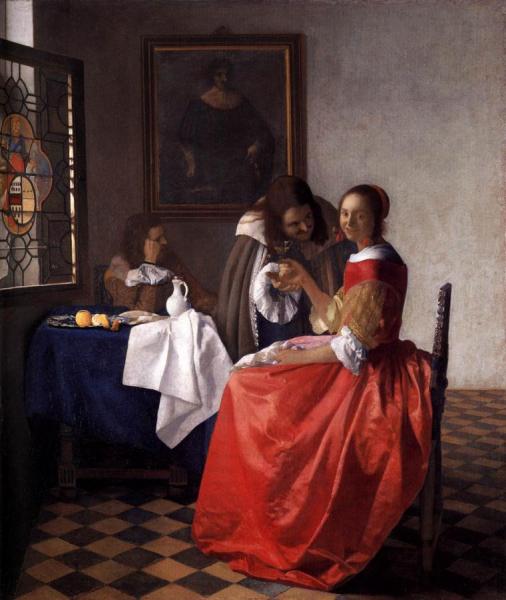 A Lady And Two Gentlemen by Johannes Vermeer