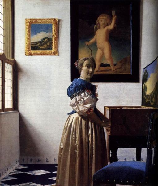 Johannes Vermeer Lady Standing At A Virginal